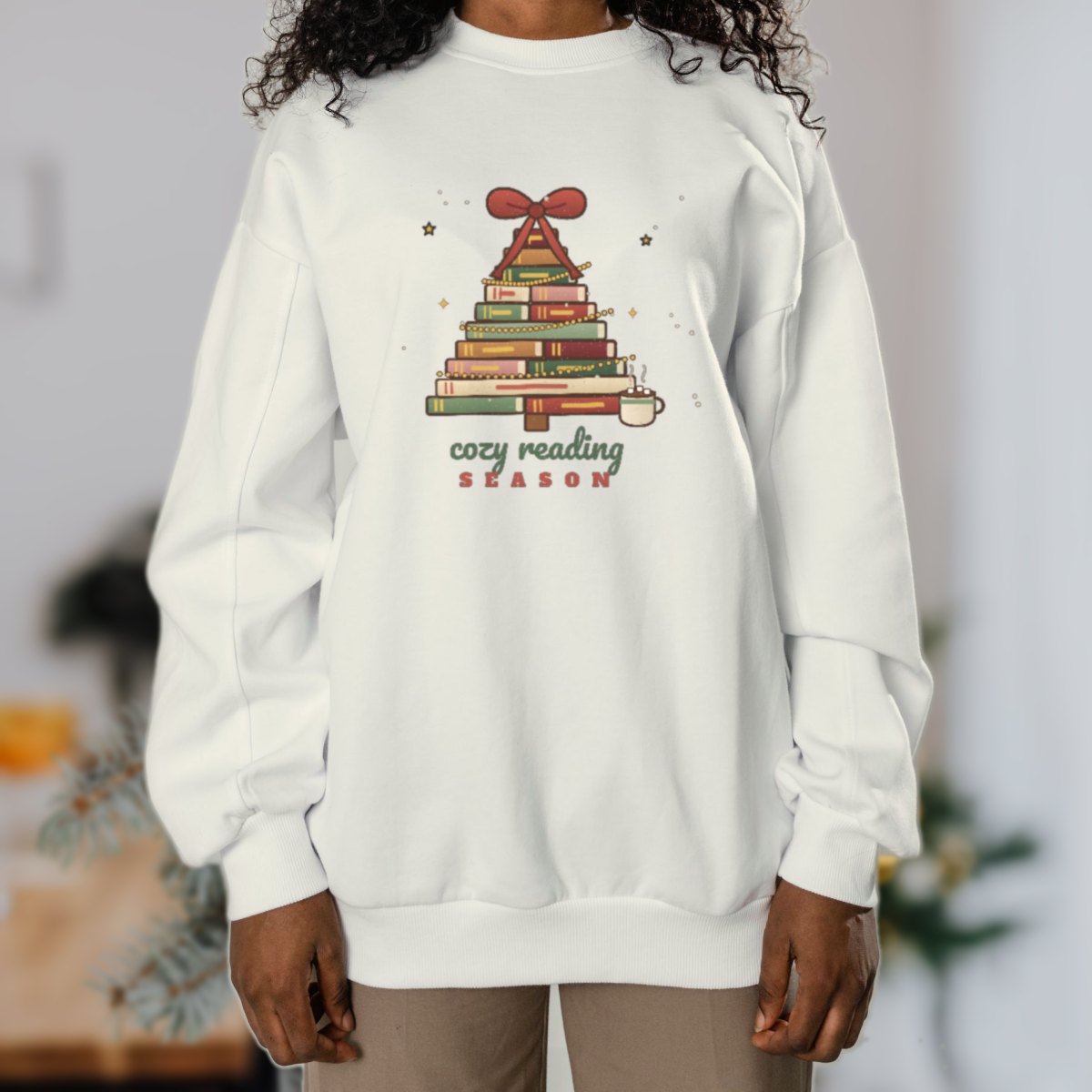 Cozy Reading Season Sweatshirt in white